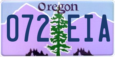 OR license plate 072EIA