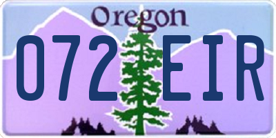 OR license plate 072EIR