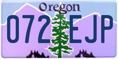 OR license plate 072EJP