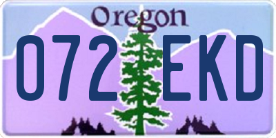 OR license plate 072EKD