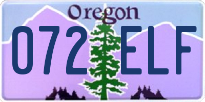 OR license plate 072ELF