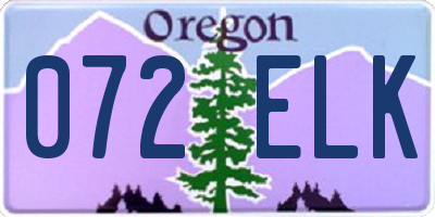 OR license plate 072ELK
