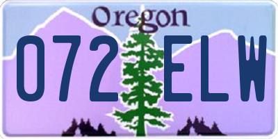 OR license plate 072ELW