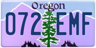 OR license plate 072EMF