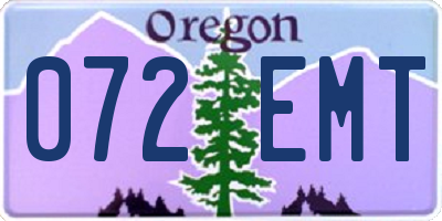 OR license plate 072EMT