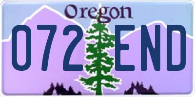 OR license plate 072END