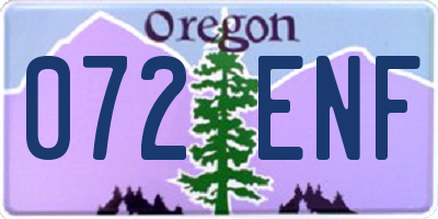OR license plate 072ENF