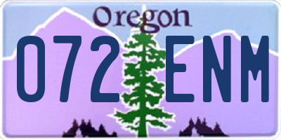 OR license plate 072ENM