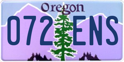 OR license plate 072ENS