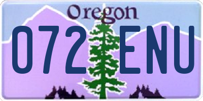 OR license plate 072ENU