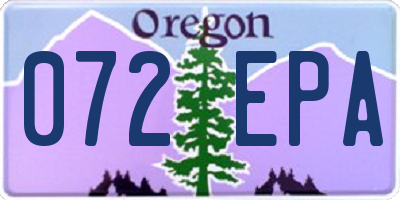 OR license plate 072EPA