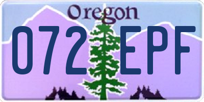 OR license plate 072EPF