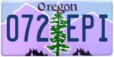 OR license plate 072EPI