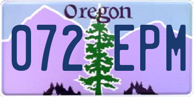 OR license plate 072EPM