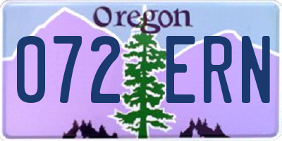 OR license plate 072ERN