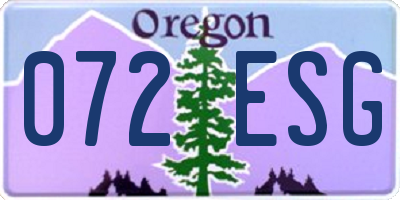 OR license plate 072ESG