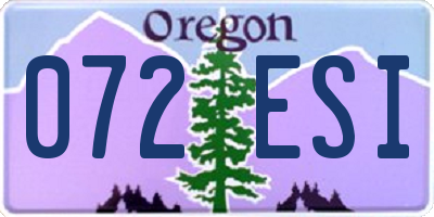 OR license plate 072ESI