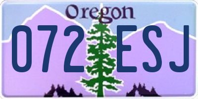 OR license plate 072ESJ