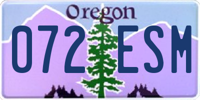 OR license plate 072ESM