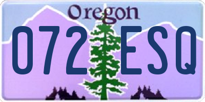 OR license plate 072ESQ