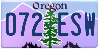 OR license plate 072ESW