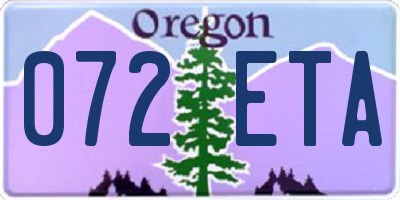 OR license plate 072ETA