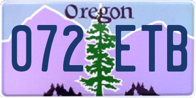 OR license plate 072ETB