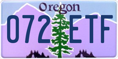 OR license plate 072ETF