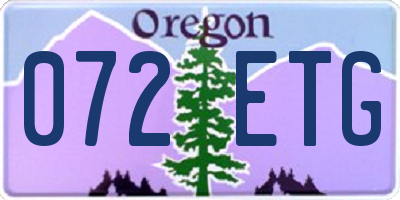 OR license plate 072ETG