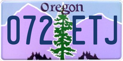 OR license plate 072ETJ