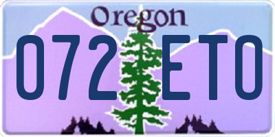 OR license plate 072ETO