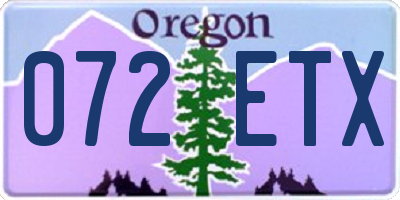 OR license plate 072ETX