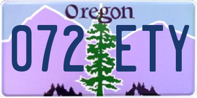 OR license plate 072ETY