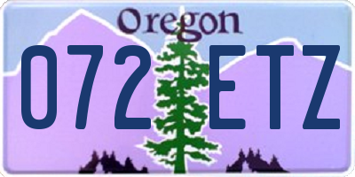 OR license plate 072ETZ
