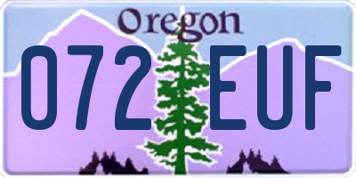 OR license plate 072EUF