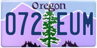 OR license plate 072EUM
