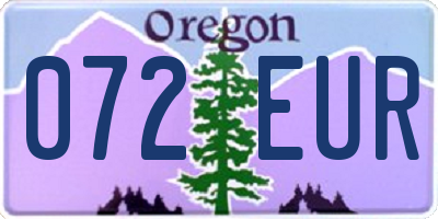 OR license plate 072EUR