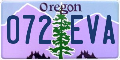 OR license plate 072EVA