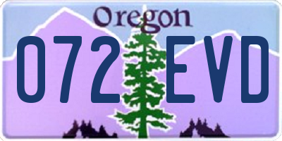OR license plate 072EVD