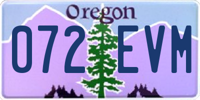 OR license plate 072EVM