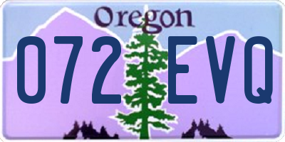 OR license plate 072EVQ