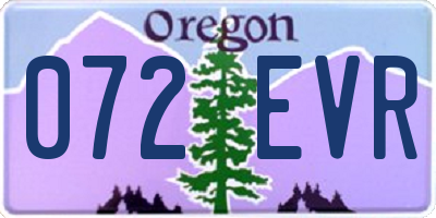 OR license plate 072EVR