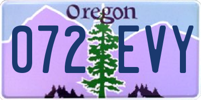OR license plate 072EVY