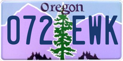 OR license plate 072EWK