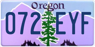 OR license plate 072EYF