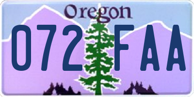 OR license plate 072FAA