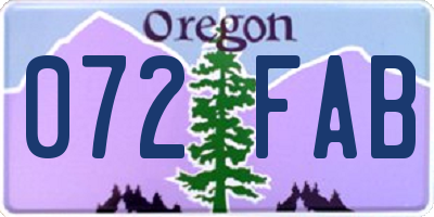 OR license plate 072FAB