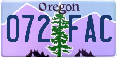OR license plate 072FAC