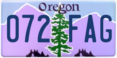 OR license plate 072FAG
