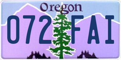 OR license plate 072FAI